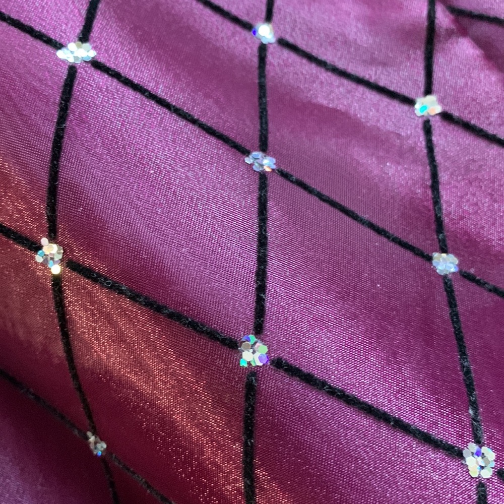 Vintage 80s sparkling sheer organza purple satin wrap blazer jacket M L - Picture 16 of 16